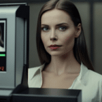 a woman standing next to miniailive facial liveness detection attendance system