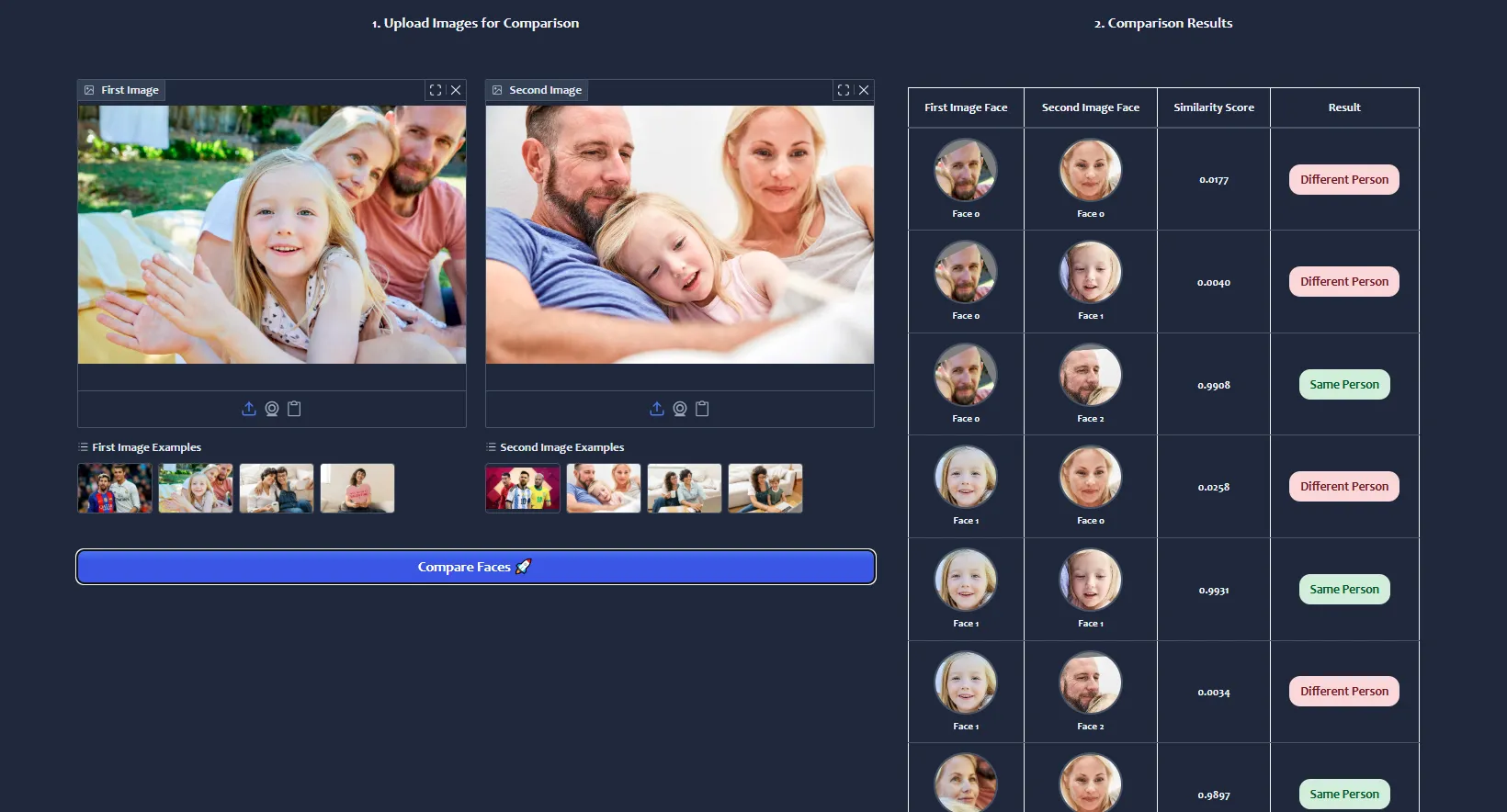 Powerful Facial Recognition SDK 2.1: Field’s Most Advanced SDK Released 2 miniai facial recognition comparison result