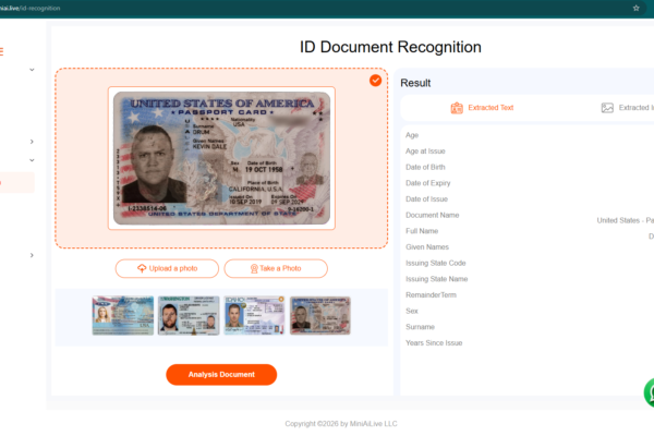 MiniAI ID Scanner SDK Result